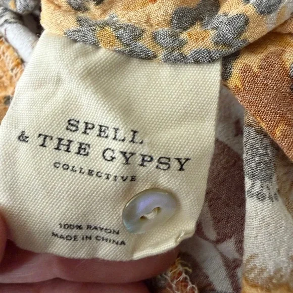 Spell & The Gypsy Desert Daisy Romper Mustard Yellow Boho V-Neck Small - Picture 6 of 8